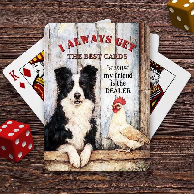 Jeu De Cartes Funny Scruffy Dog and Chicken  (Deck of playing cards featuring a scruffy dog and chicken with your custom (funny or other) texts.)