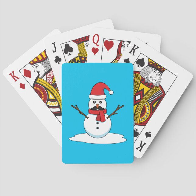 Jeu De Cartes Funny Snowman avec Moustache et carotte (dos)