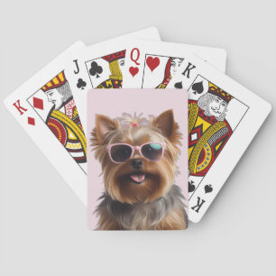 Jeu De Cartes Funny Yorkshire Terrier Avec Lunettes De Soleil
