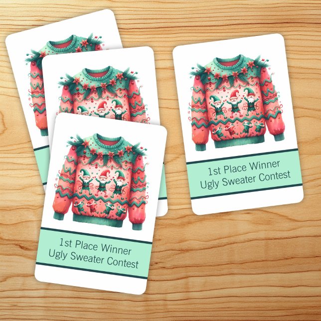 Jeu De Cartes Gagnant 1ère Place Concours Pull de Noël Moche Ros (Créateur téléchargé)