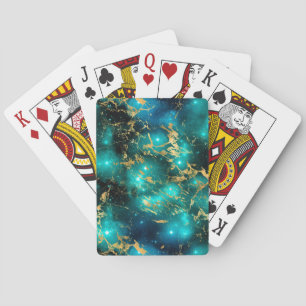 Jeu De Cartes Galaxie de marbre vert et or aquarelle époustoufla