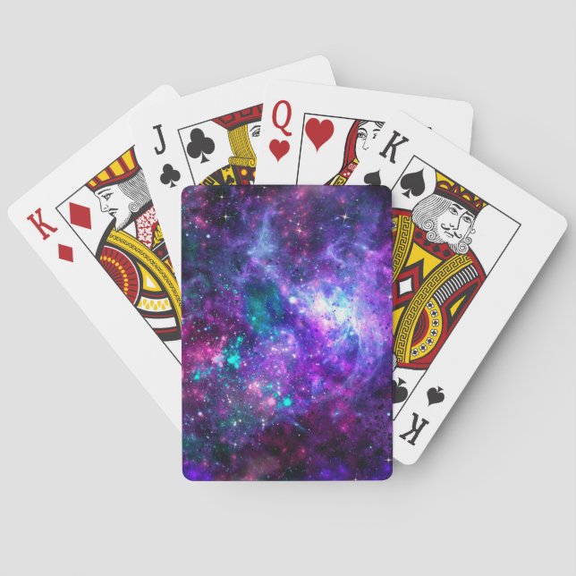 Jeu De Cartes Galaxie spatiale violette Ciel rose sarcelle spati (dos)