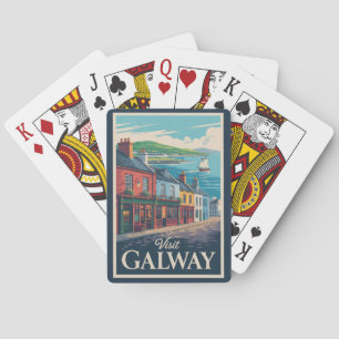Jeu De Cartes Galway Irlande Illustration Voyage Art Vintage