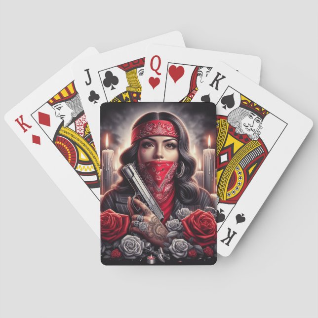 Jeu De Cartes Gangster Girl Hip hop chicano art graphique (dos)
