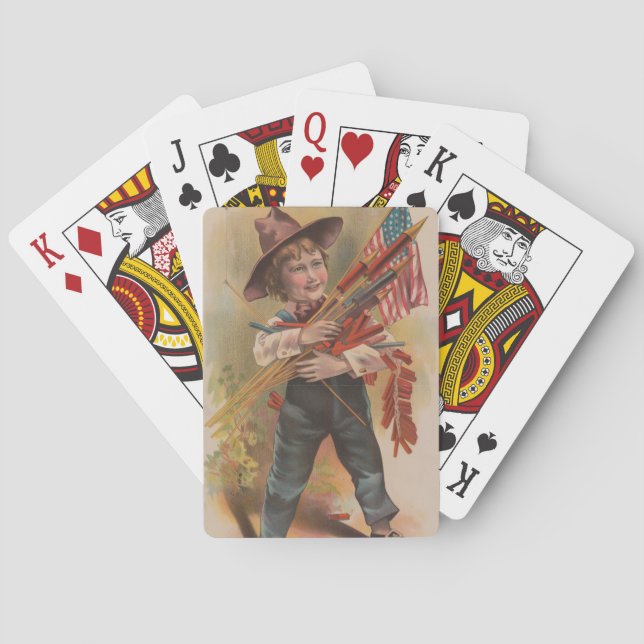 Jeu De Cartes Garçon avec Feux d'Artifice, Drapeau Américain, Im (dos)