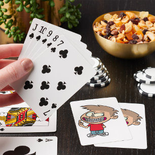 Jeu De Cartes Garçon de dessin animé drôle avec sourire d'appare