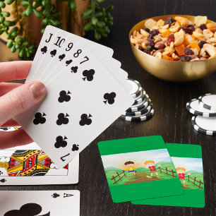 Jeu De Cartes Garçons En Plein Air Jouant Des Cartes