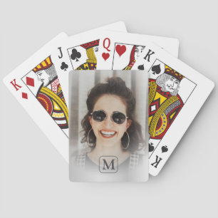 Jeu De Cartes Garde de photo grise argent monogramme