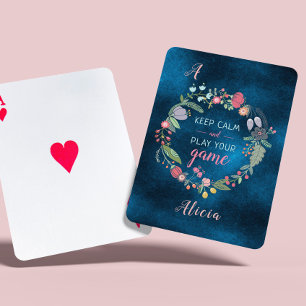 Jeu De Cartes Garder le calme élégant script floral monogrammé f