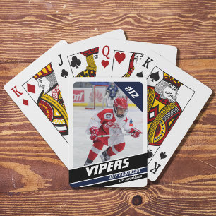 Jeu De Cartes Gardien de hockey sur un bleu blanc vigoureux