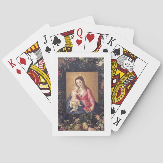 Jeu De Cartes Garland of Fruit and Flowers with Virgin and Child (dos)