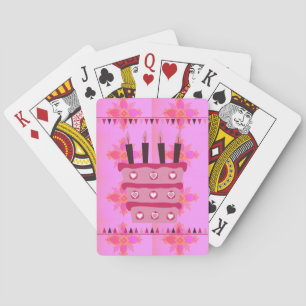 Jeu De Cartes Gâteau d'anniversaire floral pour elle / Filles Ar