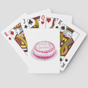 Jeu De Cartes Gâteau de joyeux anniversaire avec le givrage rose