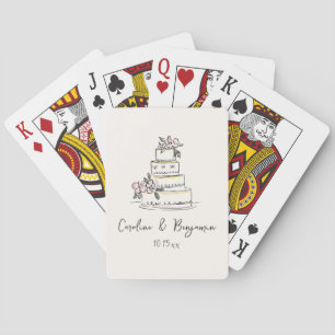 Jeu De Cartes Gâteau de mariage personnalisé à la crème rose ave