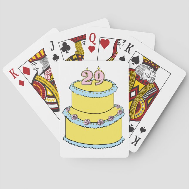 Jeu De Cartes Gâteau jaune 29e anniversaire avec roses roses ros (dos)