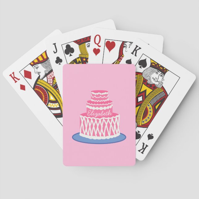 Jeu De Cartes Gâteau rose personnalisé (dos)