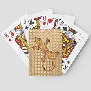 Jeu De Cartes Gecko batik tribal - rouille, ambre et beige