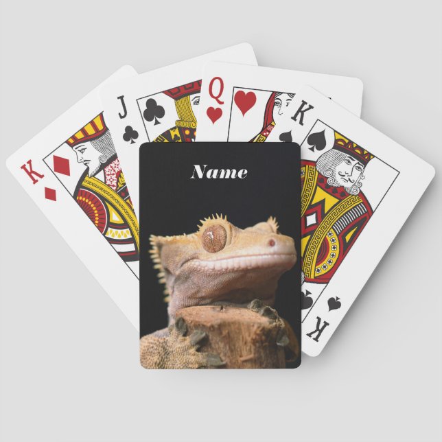 Jeu De Cartes Gecko Lizard en crête sur noir (dos)