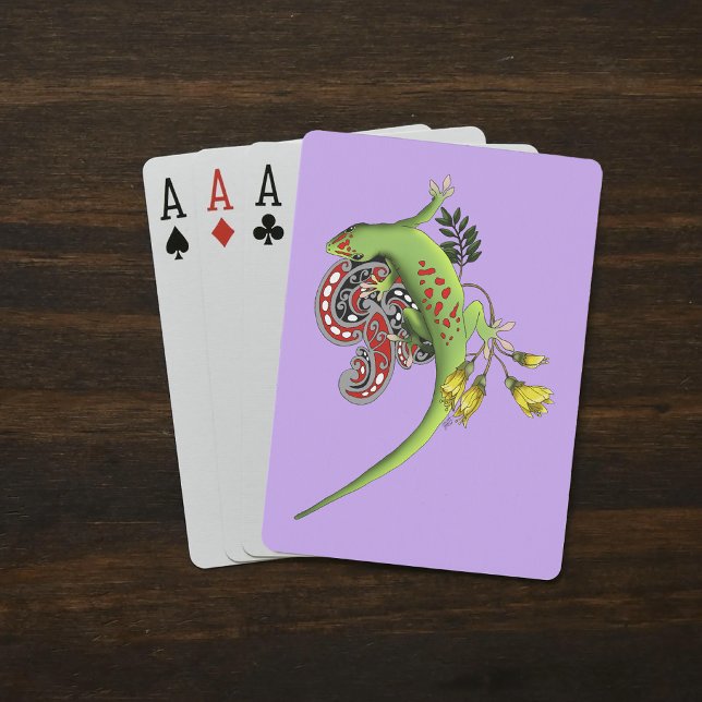 Jeu De Cartes Gecko Tribal Vert Lavande Rouge (Créateur téléchargé)