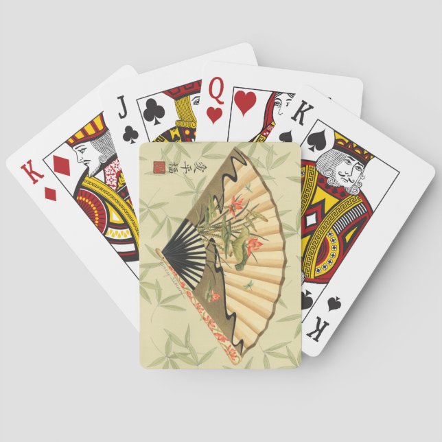 Jeu De Cartes Geisha Fan avec Feuille et Floral Print (dos)