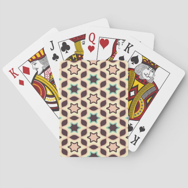 Jeu De Cartes  Geometric pattern with star shapes in brown and t (dos)
