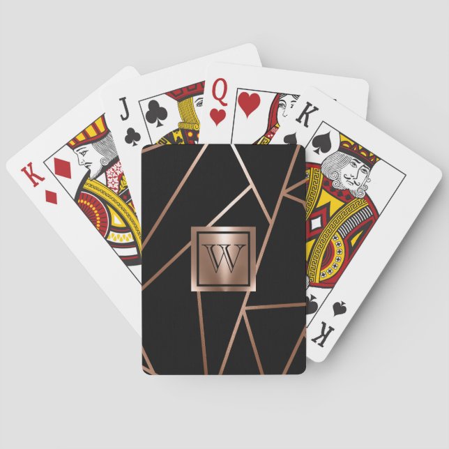 Jeu De Cartes Géométrie en or noir et Rose (dos)
