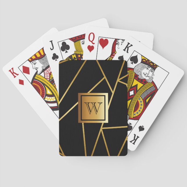 Jeu De Cartes Géométrique noire et dorée (dos)