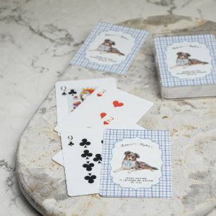 Jeu De Cartes Gingham Bleu   Illustration de mariage de chien au