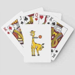 Jeu De Cartes Girafe au basket-ball avec cerceau de basket-ball