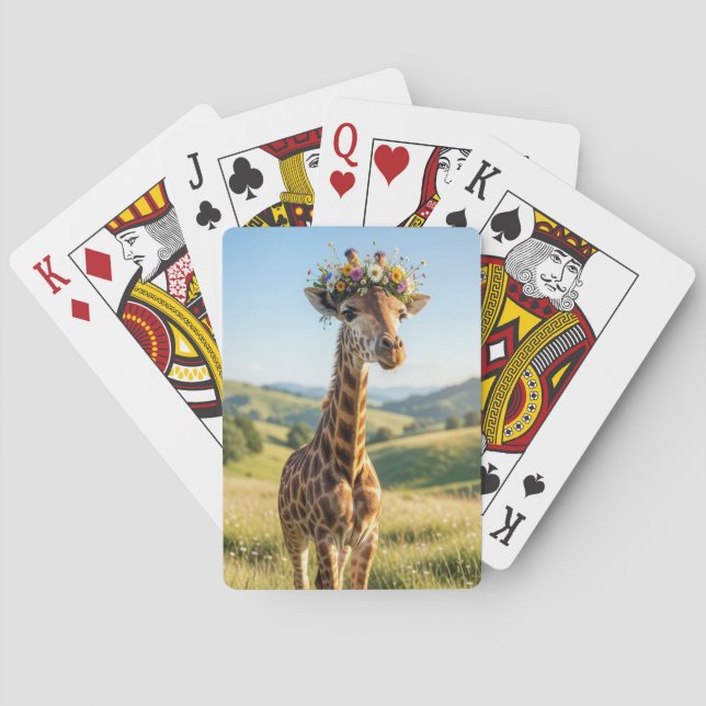 Jeu De Cartes Girafe avec couronne florale (dos)