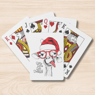 Jeu De Cartes Girafe de Noël drôle chapeau de Père Noël lunettes