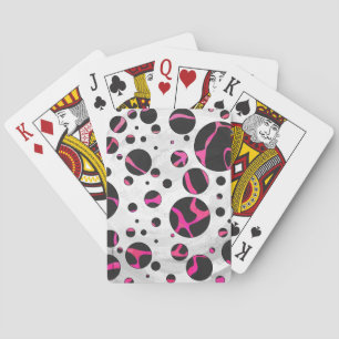 Jeu De Cartes Girafe Imprimé Rose Chaud et Noir