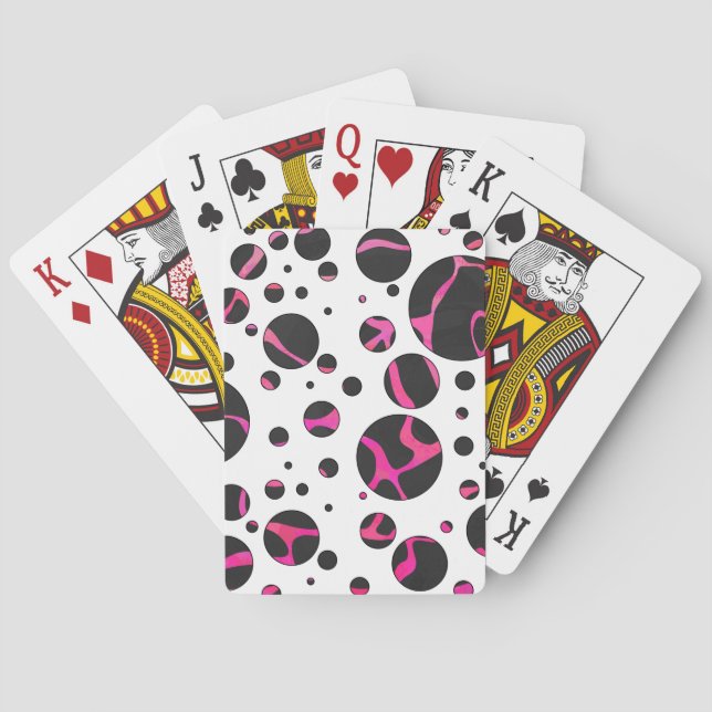 Jeu De Cartes Girafe Imprimé Rose Chaud et Noir (dos)