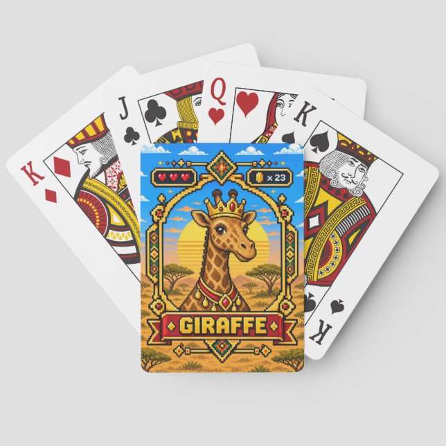 Jeu De Cartes Girafe Rétro Pixel Art 8-Bit (dos)