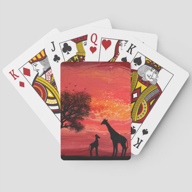 Jeu De Cartes girafes au coucher du soleil (dos)