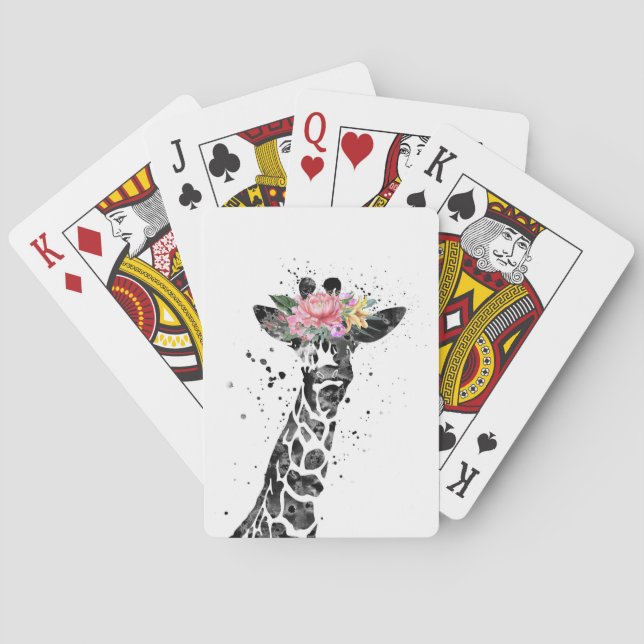 Jeu De Cartes Giraffe Amoureux Giraffe Et Fleur (dos)