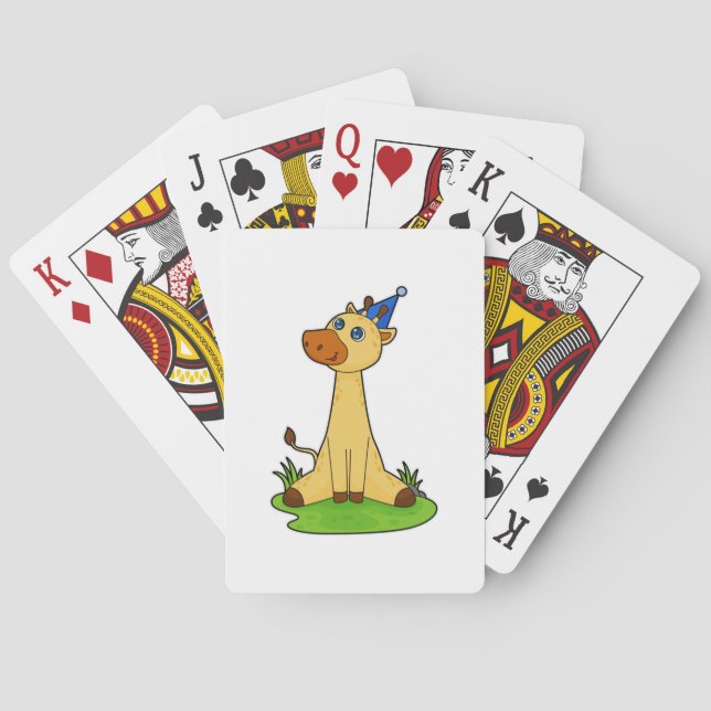 Jeu De Cartes Giraffe avec casquette de fête (dos)