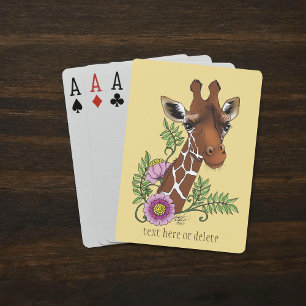Jeu De Cartes Giraffe Fleurs de Portrait Jaunes