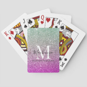 Jeu De Cartes Girl Aqua Blue Pink Ombre Parties scintillant Nom 