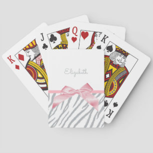 Jeu De Cartes Girl Grey Tiger Stripes Poster de animal Avec Nom