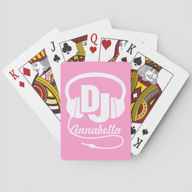 Jeu De Cartes Girl rose DJ ajouter votre nom musique jouer carte (dos)