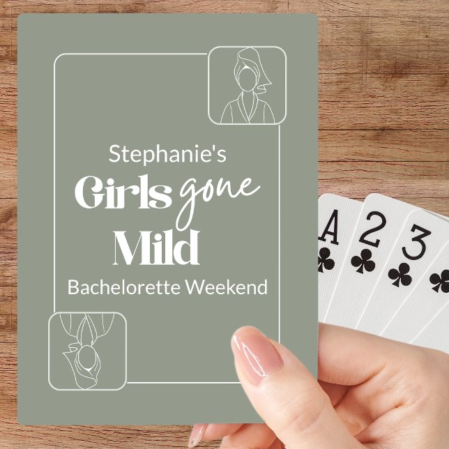 Jeu De Cartes Girls Gone Mild Chic Sage Bachelorette Spa Weekend (Custom Girls Gone Mild Hand Drawn Sage Bachelorette Slumber Party Weekend Classic Playing Cards)