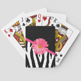 Jeu De Cartes Girly Zebra Pattern Cute Pink Daisy With