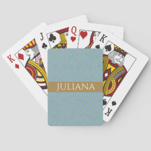 Jeu De Cartes Glacier Blue Gold Quatrefoil Personnalisé