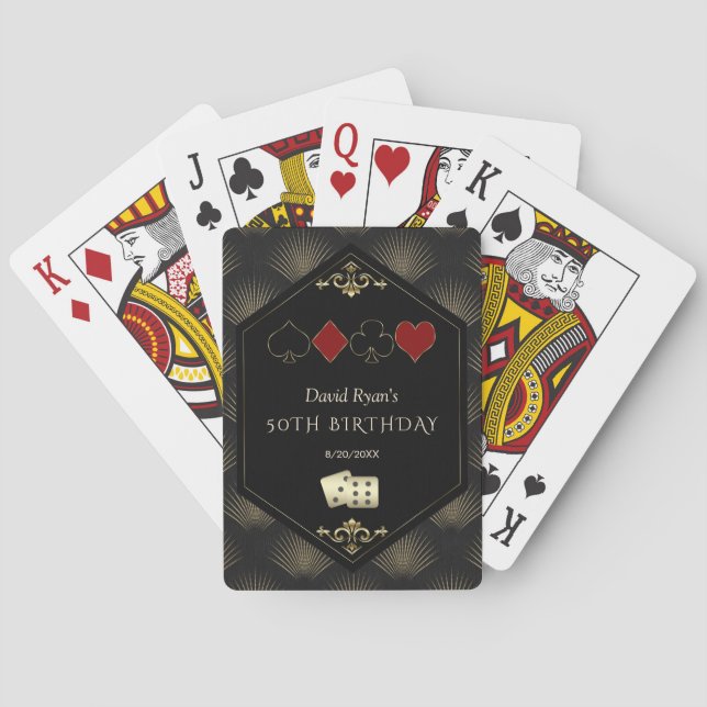 Jeu De Cartes Glam Art Deco Vegas Casino Royale 50th Birthday  (dos)