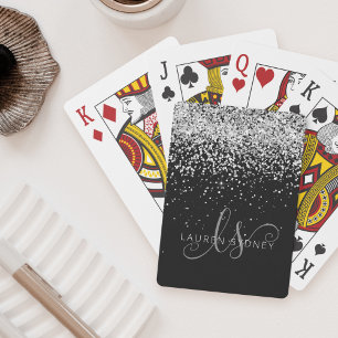 Jeu De Cartes Glam Black Silver Parties scintillant Nom du monog