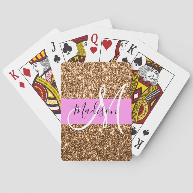 Jeu De Cartes Glam Pink & Copper Parties scintillant étincelles  (dos)