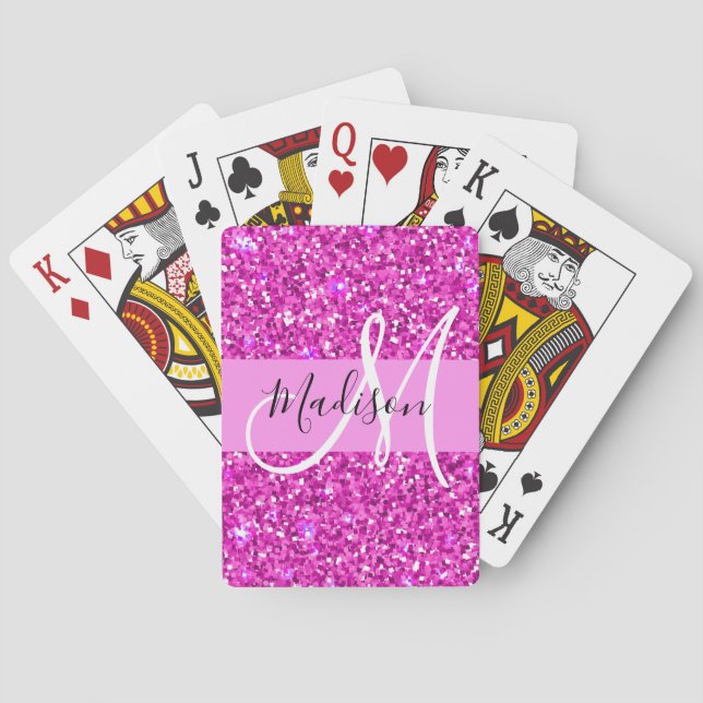Jeu De Cartes Glam Pink & Magenta Parties scintillant Étincelle  (dos)