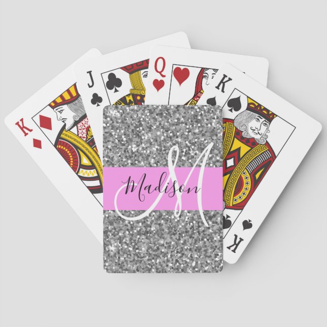 Jeu De Cartes Glam Pink & Silver Parties scintillant étincelles  (dos)