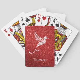 Jeu De Cartes Glam Red Parties scintillant White Hummingbird Per